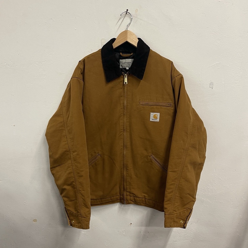 Carhartt WIP OG Detroit Jacket Winter I027358 Tan Canvas Men's Large MSRP $259